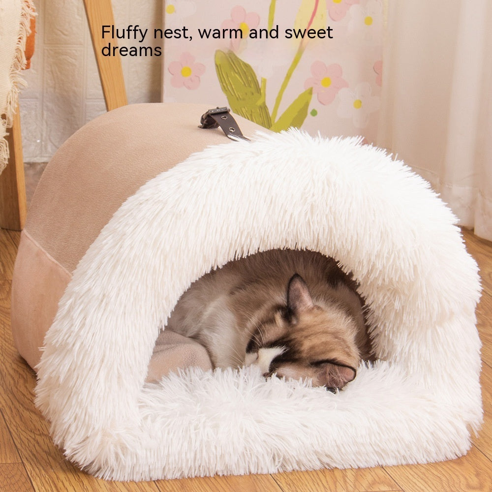 Portable Pet Nest – Warm Winter Bed for Dogs & Cats